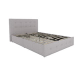 Rose Linen Fabric Upholstered Storage Double Bed - Light Grey