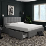 Rose Bed With Storage King UK Linen Grey 2BX