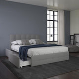 Rose Bed With Storage King UK Linen Grey 2BX