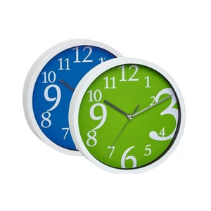Analog Wall clock, white with green, 20 cm