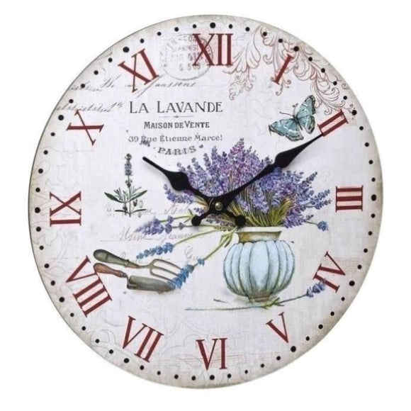 Analog Vintage Retro Large Wall Clock, Lavender, Black, (L) 337 x (W) 41 x (H) 337 mm