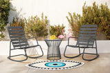 Roberta Outdoor/Indoor 3 Piece Metal Rocker Set, 2 Rockers & 1 table - Charcoal