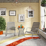 Roberta Outdoor/Indoor 3 Piece Metal Rocker Set, 2 Rockers & 1 table - Charcoal