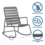 Roberta Outdoor/Indoor 3 Piece Metal Rocker Set, 2 Rockers & 1 table - Charcoal