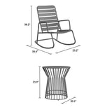 Roberta Outdoor/Indoor 3 Piece Metal Rocker Set, 2 Rockers & 1 table - Charcoal