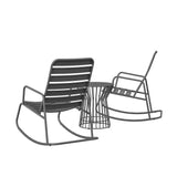 Roberta Outdoor/Indoor 3 Piece Metal Rocker Set, 2 Rockers & 1 table - Charcoal