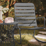 Roberta Outdoor/Indoor 3 Piece Metal Rocker Set, 2 Rockers & 1 table - Charcoal