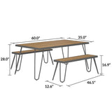 Novogratz Paulette Poolside Outdoor Table and Bench Set - Charcoal Gray