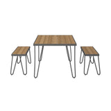 Novogratz Paulette Poolside Outdoor Table and Bench Set - Charcoal Gray