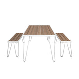 Novogratz Paulette Poolside Outdoor Table and Bench Set - White