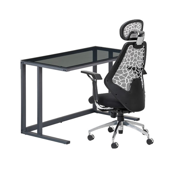 Alphason Air Desk with Smoked Glass Top - Black