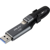 PNY USB On-The-Go Flash Drive for iPhone & iPad, read up to 100 Mb/s, write up to 20 Mb/s, 64GB