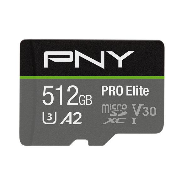 PNY microSD Pro Elite Class 10 / UHS-I U3, A2, V30, up to 90MB/s | 512GB