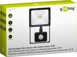 Goobay LED floodlight, 10 W, Slim Classic, with PIR motion sensor, 10 W, black, 0.15 m