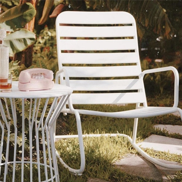 Roberta Outdoor/indoor Metal Rocking Chair-White