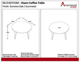 Dorel Owen Round Coffee Table - Grey Oak