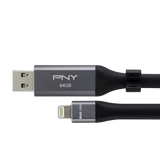 PNY USB On-The-Go Flash Drive for iPhone & iPad, read up to 100 Mb/s, write up to 20 Mb/s, 64GB
