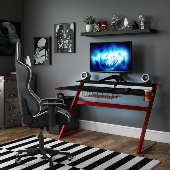 Alphason Aries Gaming Desk - Black & Red