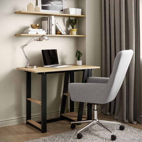 Penzance Home Office Desk - Light Brown / Black